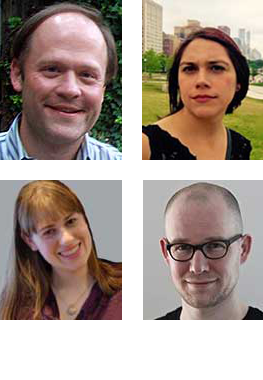 Clockwise from top left: J.J. Allaire, Kylie Bemis, Nils Gehlenborg, Michelle Borkin